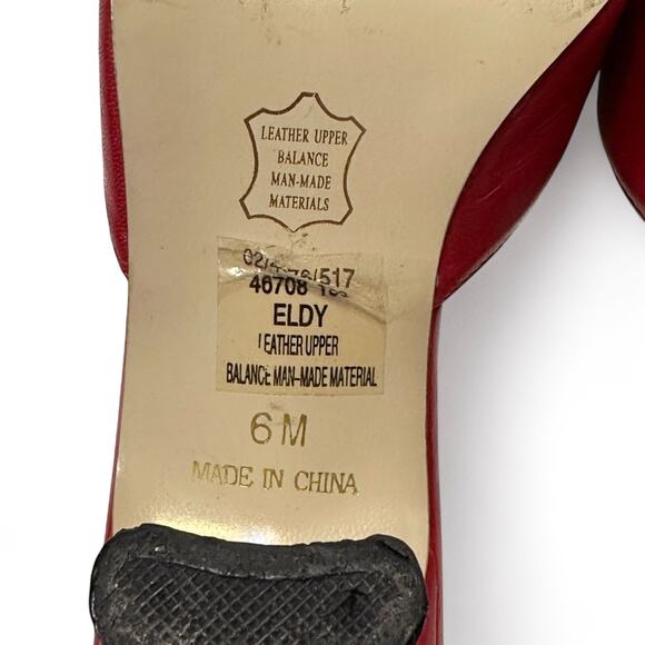 Ann Kristal Red Leather Mules Heels 6M Buckle Vamp 2.5” Retro Y2K Block Heel - Picture 8 of 8